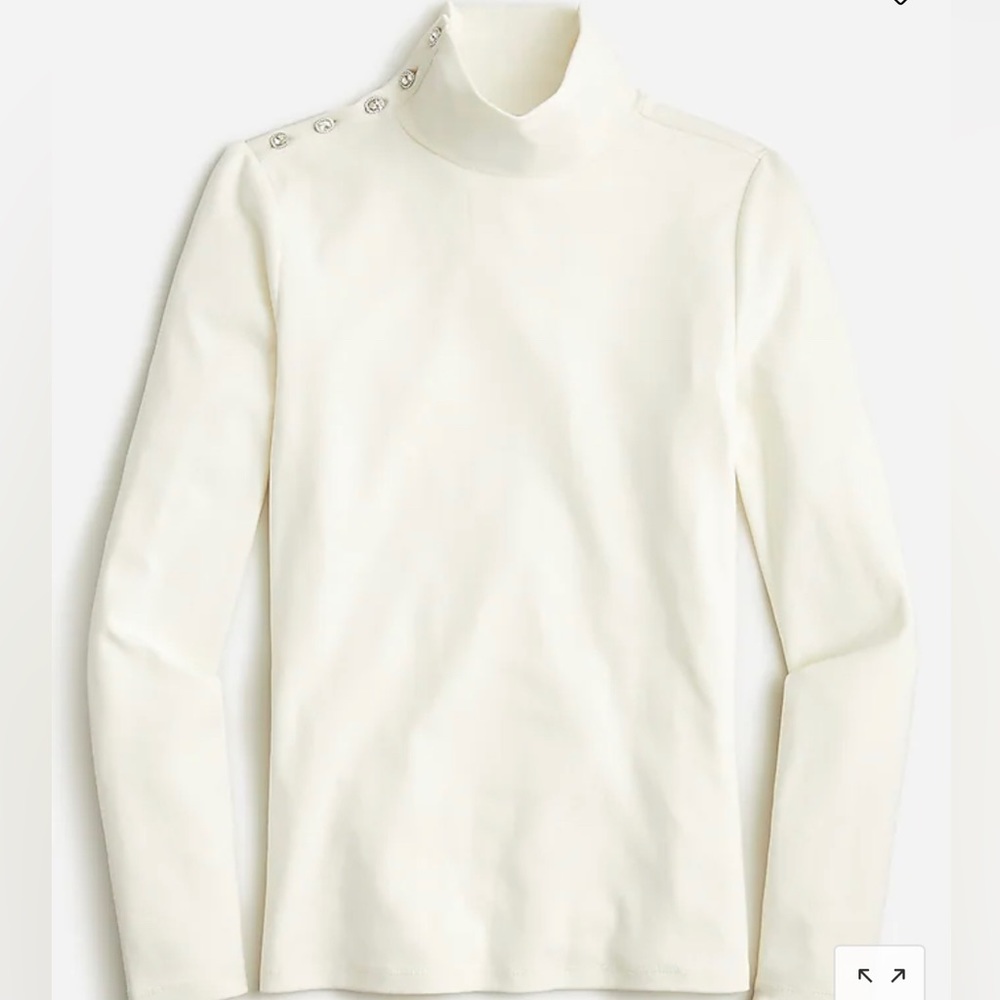 Women’s J.Crew Perfect-fit turtleneck with jewel buttons Ivory Small or XS